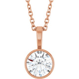 14K Rose Gold 5/8 CT Lab-Grown Diamond Bezel-Set Solitaire 16-18