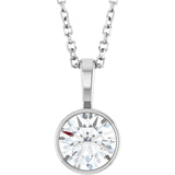 14K White Gold 5/8 CT Lab-Grown Diamond Bezel-Set Solitaire 16-18