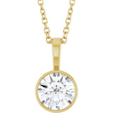 14K Yellow Gold 9/10 CT Lab-Grown Diamond Bezel-Set Solitaire 16-18