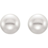 Sterling Silver 7-8 mm Cultured White Freshwater Button Pearl Earrings