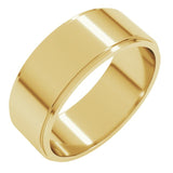 14K Yellow Gold 7 mm Stepped-Edge Flat Band Size 10