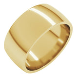 18K Yellow Gold 9 mm Lightweight Comfort-Fit Half Round Band Size 10