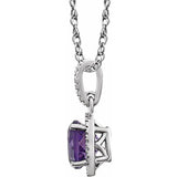 Sterling Silver Natural Amethyst & .01 CTW Natural Diamond 18" Necklace