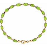 14K Yellow Gold Natural Peridot 7 1/4" Bracelet