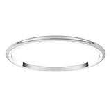 14K White Gold 1 mm Lightweight Half Round Band Size 9.5