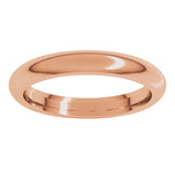 18K Rose Gold 3 mm Comfort-Fit Half Round Band Size 7