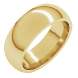 14K Yellow Gold 7 mm Comfort-Fit Half Round Band Size 8