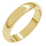 18K Yellow Gold 4 mm Half Round Band Size 8