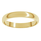 10K Yellow Gold 3 mm Lightweight Half Round Band Size 3