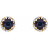 14K Yellow Gold 5 mm Natural Blue Sapphire & 1/8 CTW Natural Diamond Earrings