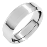 14K White Gold 6 mm Beveled-Edge Comfort-Fit Flat Band Size 10.5