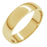14K Yellow Gold 5 mm Lightweight Half Round Band Size 8.5