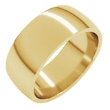 14K Yellow Gold 8 mm Lightweight Comfort-Fit Half Round Band Size 10