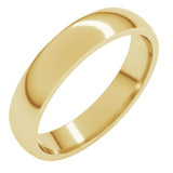 14K Yellow Gold 4 mm Lightweight Comfort-Fit Half Round Band Size 10