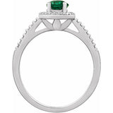 Sterling Silver Lab-Grown Emerald & .01 CTW Natural Diamond Ring
