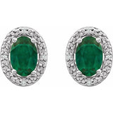 Sterling Silver Lab-Grown Emerald & .025 CTW Natural Diamond Earrings