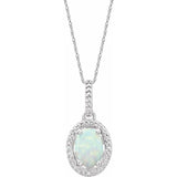 Sterling Silver Lab-Grown Opal & .01 CTW Natural Diamond 18" Necklace