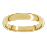 14K Yellow Gold 3 mm Lightweight Comfort-Fit Half Round Band Size 10.5
