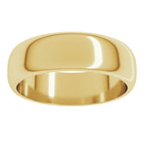 10K Yellow Gold 6 mm Half Round Band Size 12.5