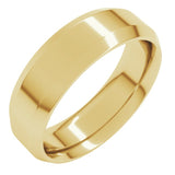 14K Yellow Gold 6 mm Beveled-Edge Comfort-Fit Flat Band Size 8