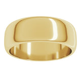10K Yellow Gold 7 mm Half Round Band Size 9.5