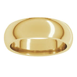 14K Yellow Gold 6 mm Comfort-Fit Half Round Band Size 14.5