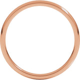 18K Rose Gold 2 mm Lightweight Comfort-Fit Half Round Band Size 4.5