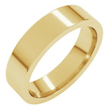 18K Yellow Gold 5 mm Comfort-Fit Flat Band Size 7.5