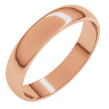 14K Rose Gold 4 mm Lightweight Half Round Band Size 11
