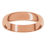 14K Rose Gold 4 mm Lightweight Half Round Band Size 11