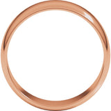 14K Rose Gold 7 mm Lightweight Half Round Band Size 11.5