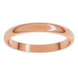 14K Rose Gold 2.5 mm Lightweight Half Round Band Size 10.5