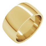 10K Yellow Gold 10 mm Lightweight Comfort-Fit Half Round Band Size 6.5