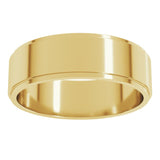 14K Yellow Gold 6 mm Stepped-Edge Flat Band Size 10