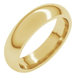 14K Yellow Gold 5 mm Comfort-Fit Half Round Band Size 6