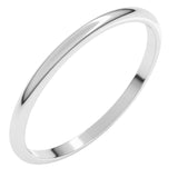 14K White Gold 1.5 mm Lightweight Half Round Band Size 6.5
