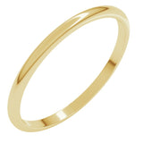 14K Yellow Gold 1.5 mm Lightweight Half Round Band Size 9