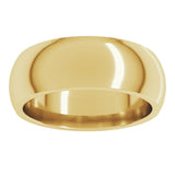 14K Yellow Gold 7 mm Comfort-Fit Half Round Band Size 10