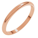 14K Rose Gold 2 mm Half Round Band Size 4.5
