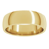 10K Yellow Gold 6 mm Lightweight Comfort-Fit Half Round Band Size 12.5