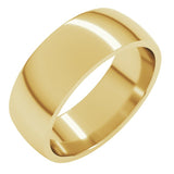 14K Yellow Gold 7 mm Lightweight Comfort-Fit Half Round Band Size 10.5