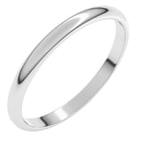 10K White Gold 2 mm Lightweight Half Round Band Size 6.5