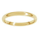 10K Yellow Gold 2 mm Lightweight Comfort-Fit Half Round Band Size 7.5