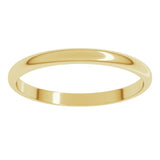 14K Yellow Gold 2 mm Lightweight Half Round Band Size 6.5