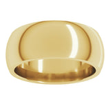 14K Yellow Gold 8 mm Comfort-Fit Half Round Band Size 12.5
