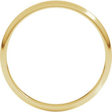 14K Yellow Gold 2 mm Lightweight Half Round Band Size 6