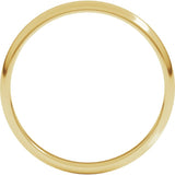 14K Yellow Gold 2.5 mm Lightweight Half Round Band Size 5
