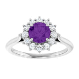 14K White Gold Natural Amethyst & 1/3 CTW Lab-Grown Diamond Ring