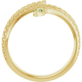 14K Yellow Gold Natural Emerald Snake Ring