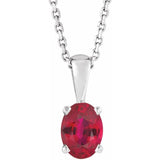 Sterling Silver Lab-Grown Ruby 16-18" Necklace